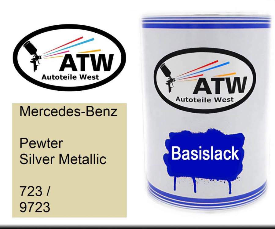 Mercedes-Benz, Pewter Silver Metallic, 723 / 9723: 500ml Lackdose, von ATW Autoteile West.